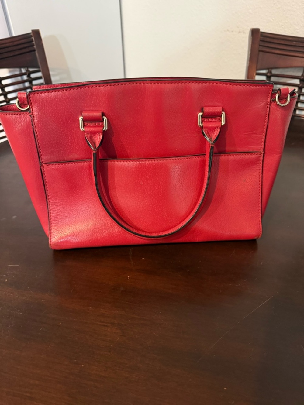 Kate Spade Red Leather Satchel with Gold Hardware